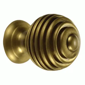 1 1/2 Inch Solid Brass Circular Knob (Antique Brass Finish)