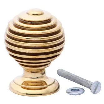 1 1/2 Inch Solid Brass Circular Knob (Polished Brass Finish)