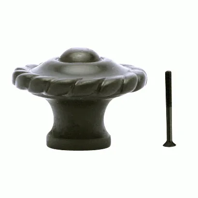 1 1/2 Inch Solid Brass Georgian Roped Knob (Oil Rubbed Bronze Finish)