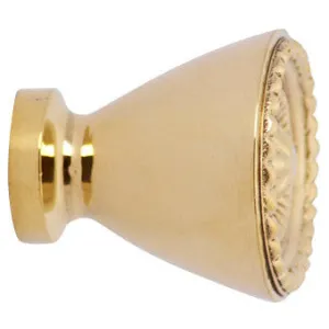 1 1/4 Inch Solid Brass Beaded Star Round Knob (Polished Brass Finish)