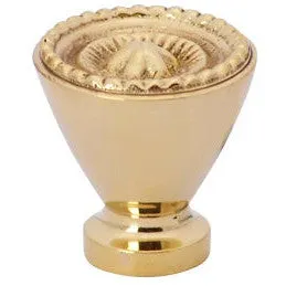 1 1/4 Inch Solid Brass Beaded Star Round Knob (Polished Brass Finish)