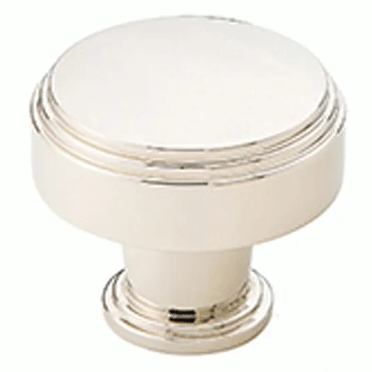 1 1/4 Inch Solid Brass Newport Knob (Polished Nickel Finish)