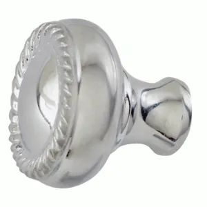 1 1/4 Inch Solid Brass Round Georgian Roped Border Knob (Polished Chrome Finish)