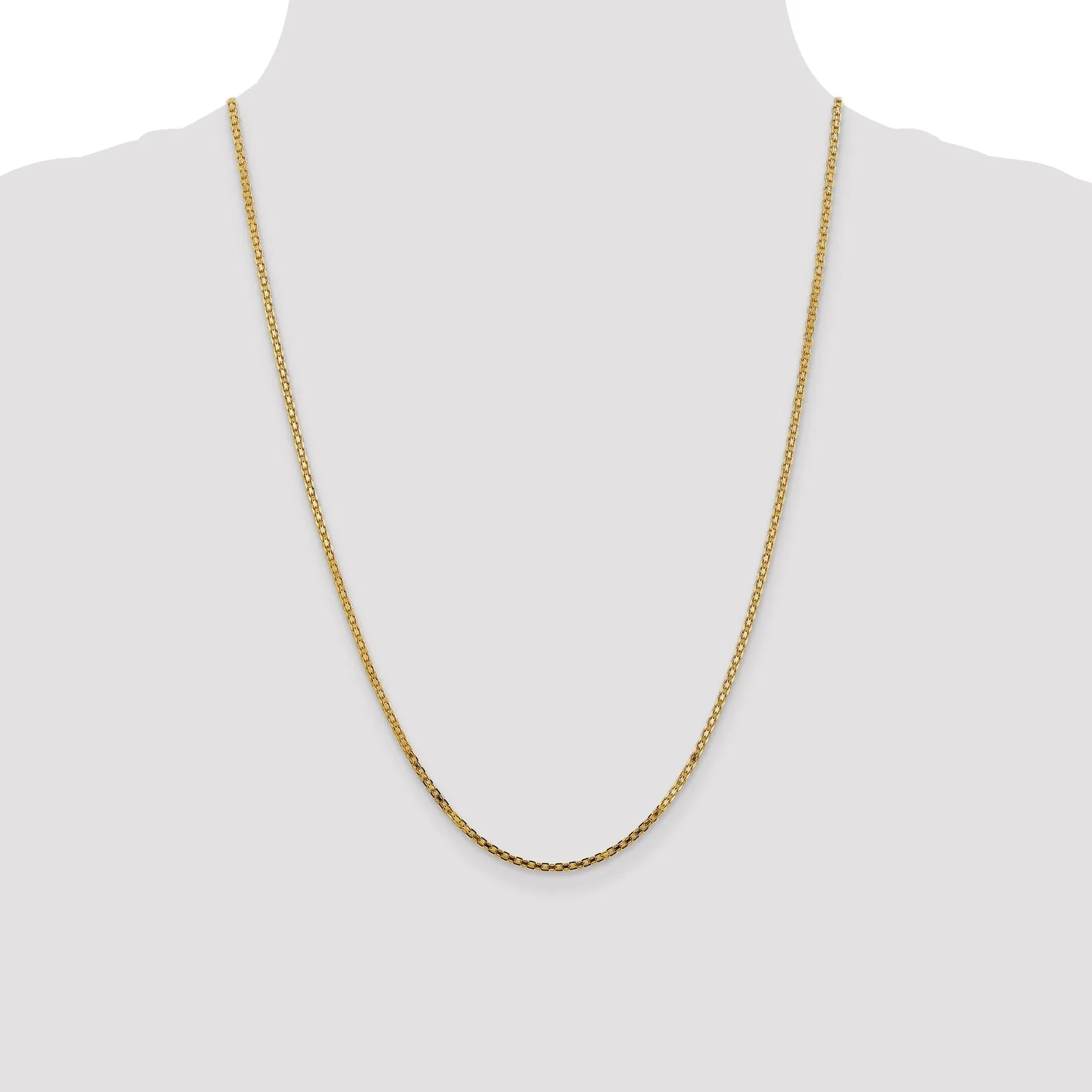 14k Yellow Gold Polish 2.00mm Flat Solid Chain