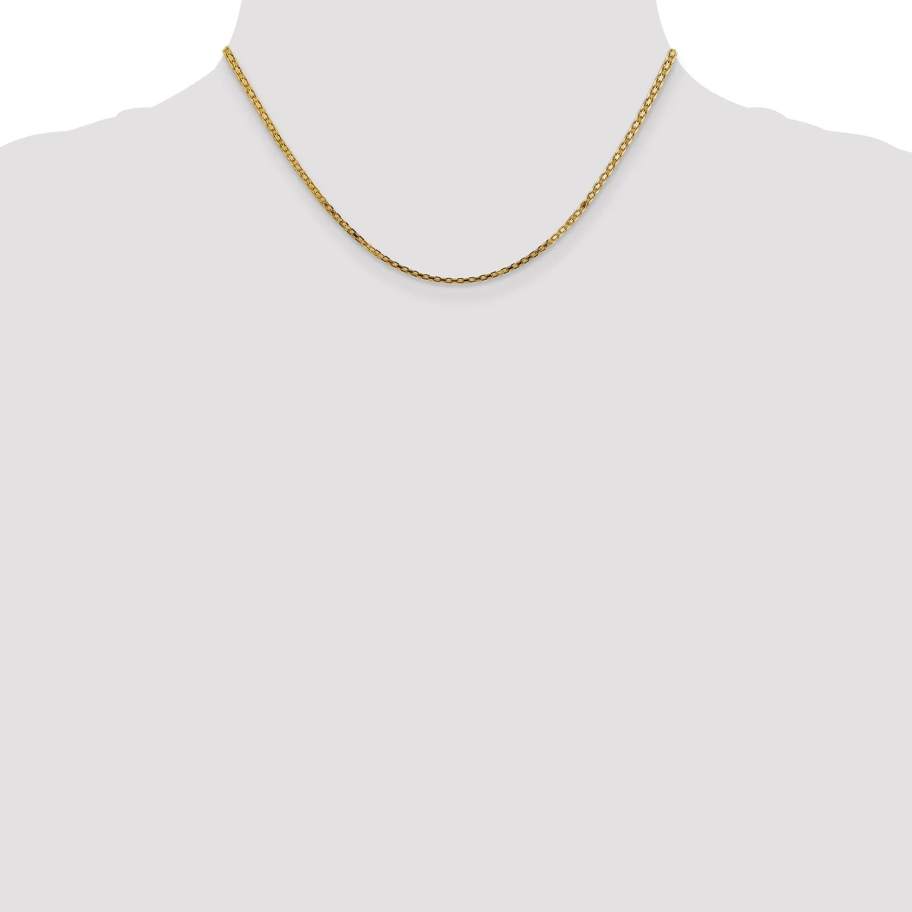 14k Yellow Gold Polish 2.00mm Flat Solid Chain