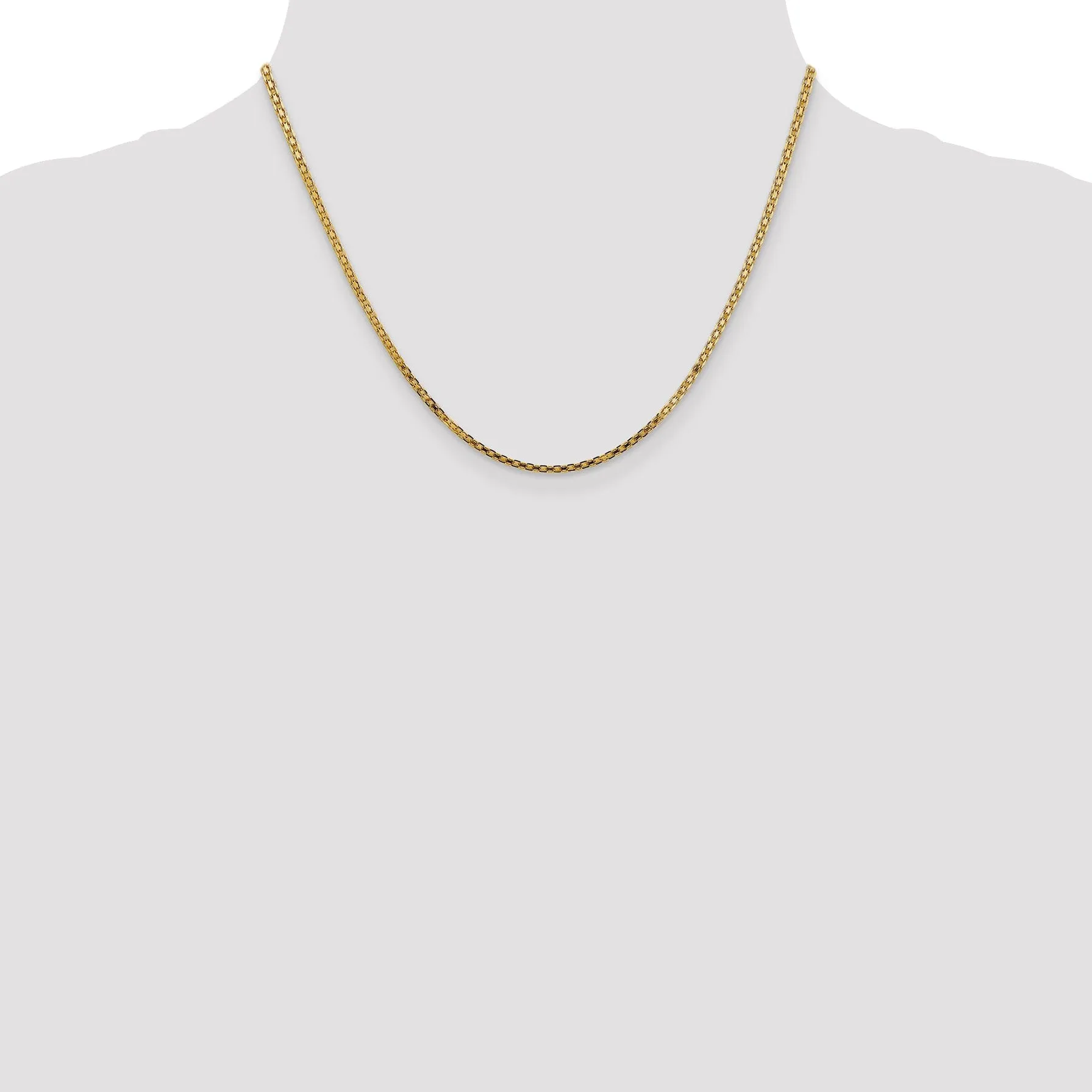 14k Yellow Gold Polish 2.00mm Flat Solid Chain