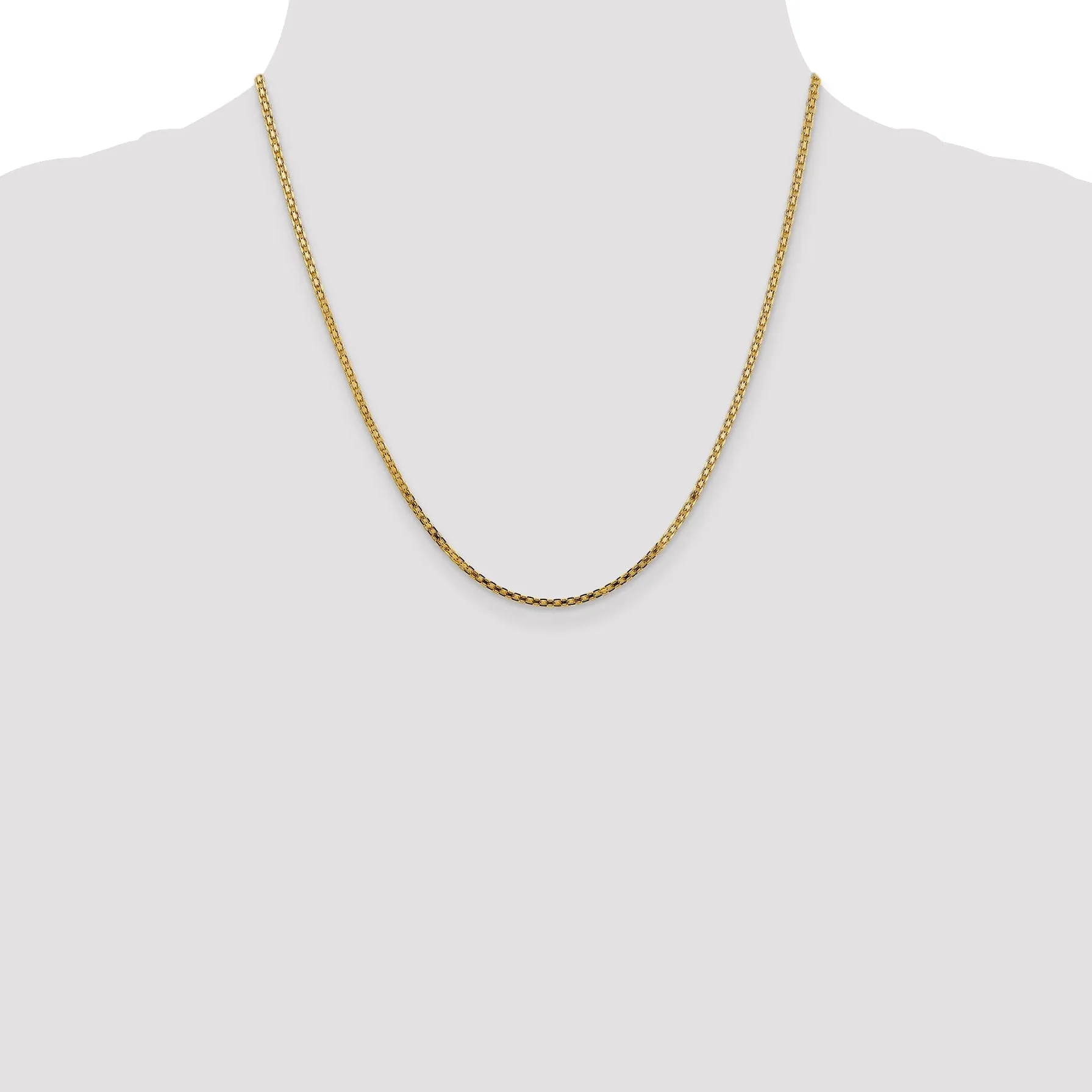 14k Yellow Gold Polish 2.00mm Flat Solid Chain