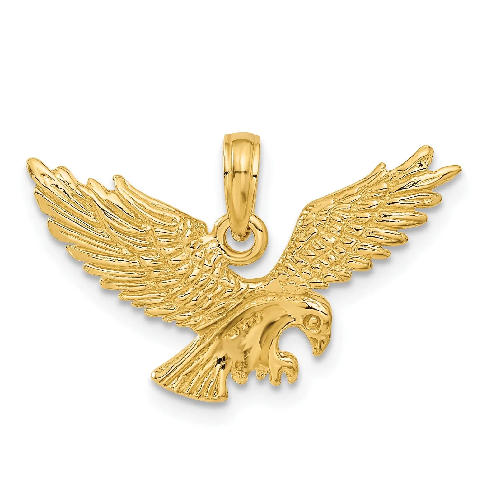 14k Yellow Gold Solid Polished Eagle Pendant