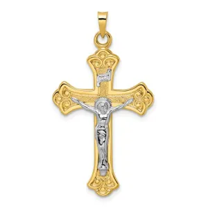 14KY INRI Fleur Polished Solid Cross