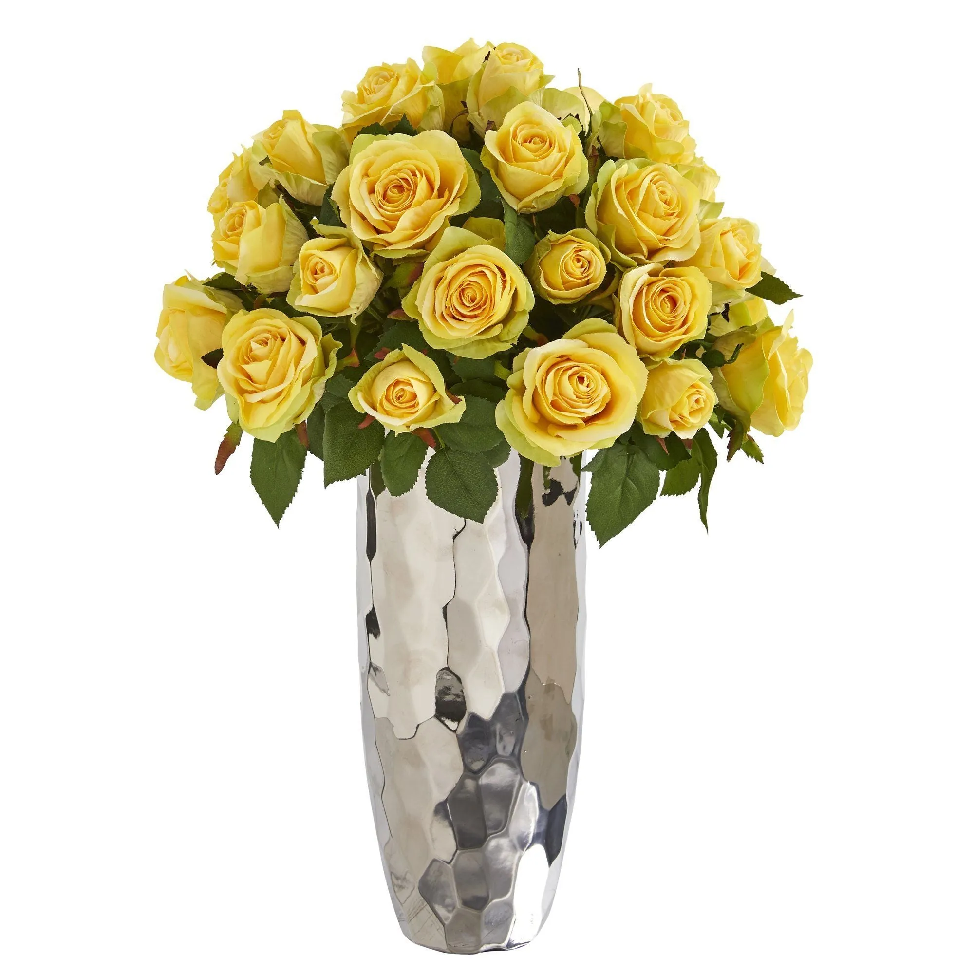 20” Rose Artificial Arrangement in Silver Vase