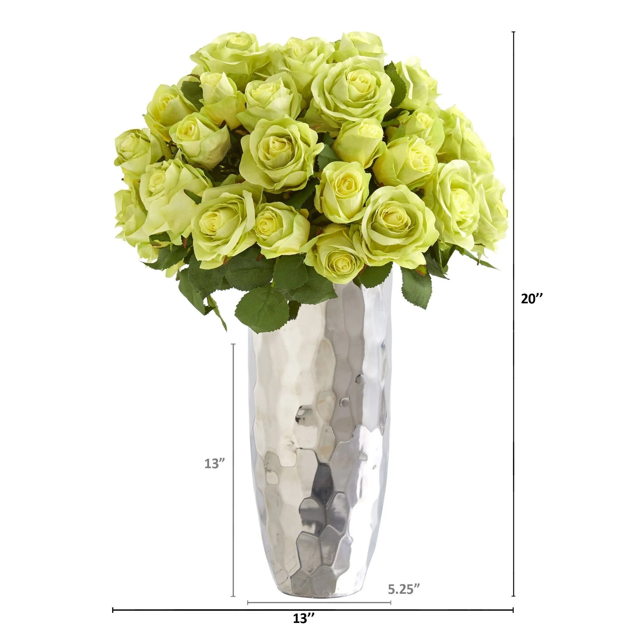 20” Rose Artificial Arrangement in Silver Vase