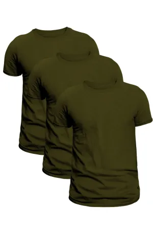 3-Pack Unisex Short Sleeve Olive T-Shirts | Sustainable Everyday Casual Wear