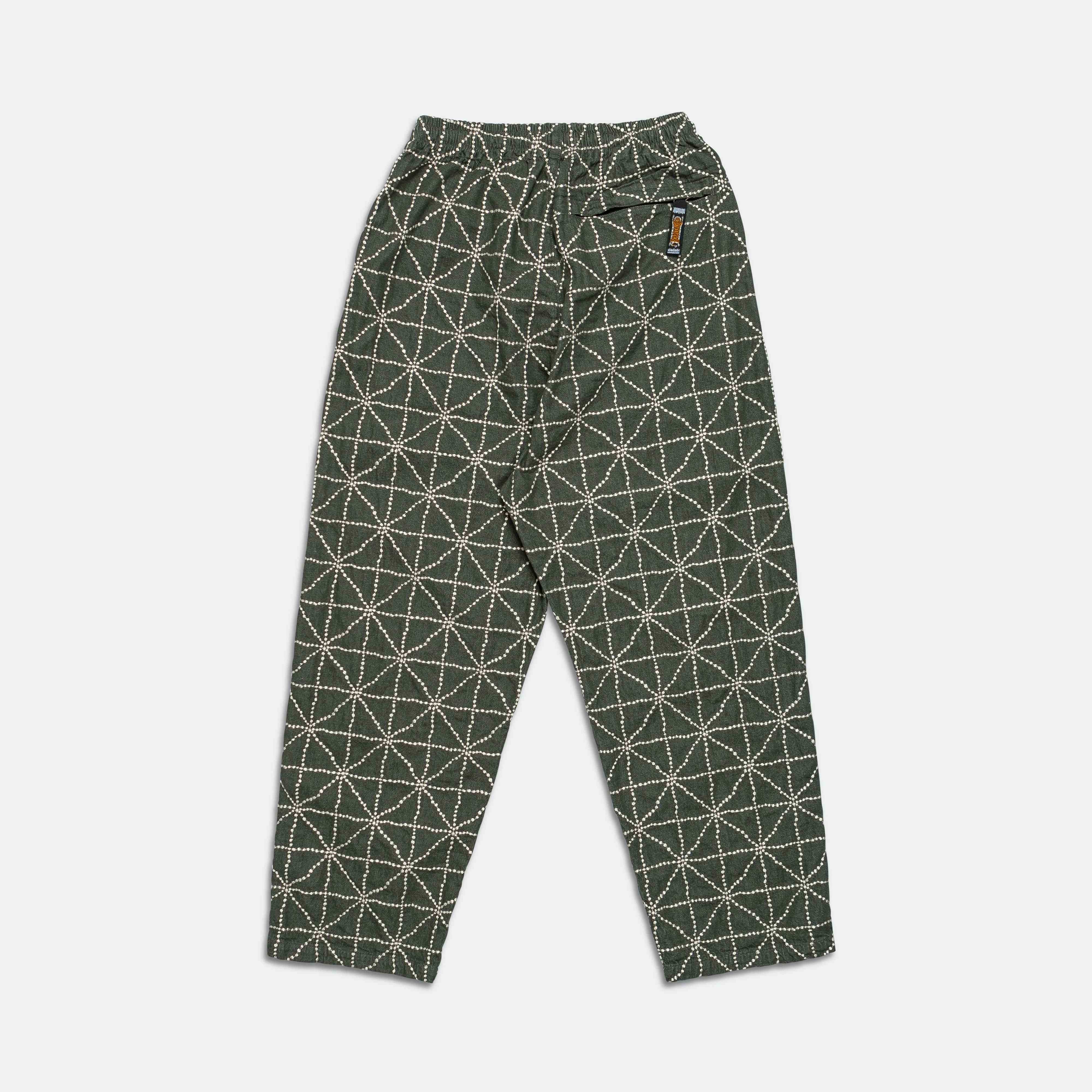 8oz Color Denim FOLK-DOJO Embroidery EASY Pants - Green