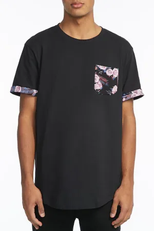 Amnesia Solid Black Rose Pocket Tee