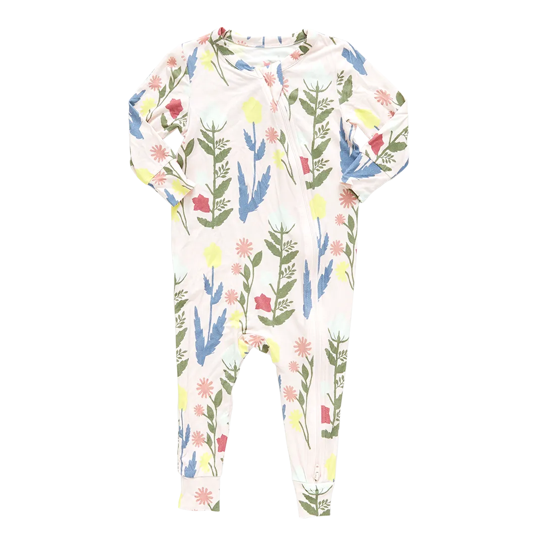 Baby Bamboo Romper - Pink Paper Floral