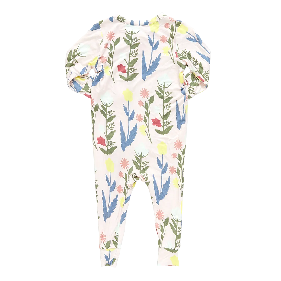 Baby Bamboo Romper - Pink Paper Floral