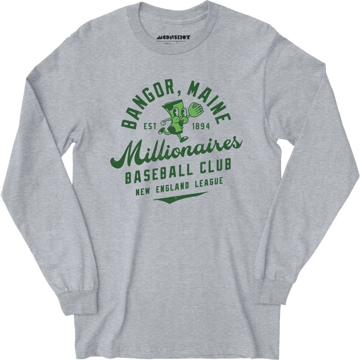 Bangor Millionaires - Maine - Vintage Defunct Baseball Teams - Long Sleeve T-Shirt