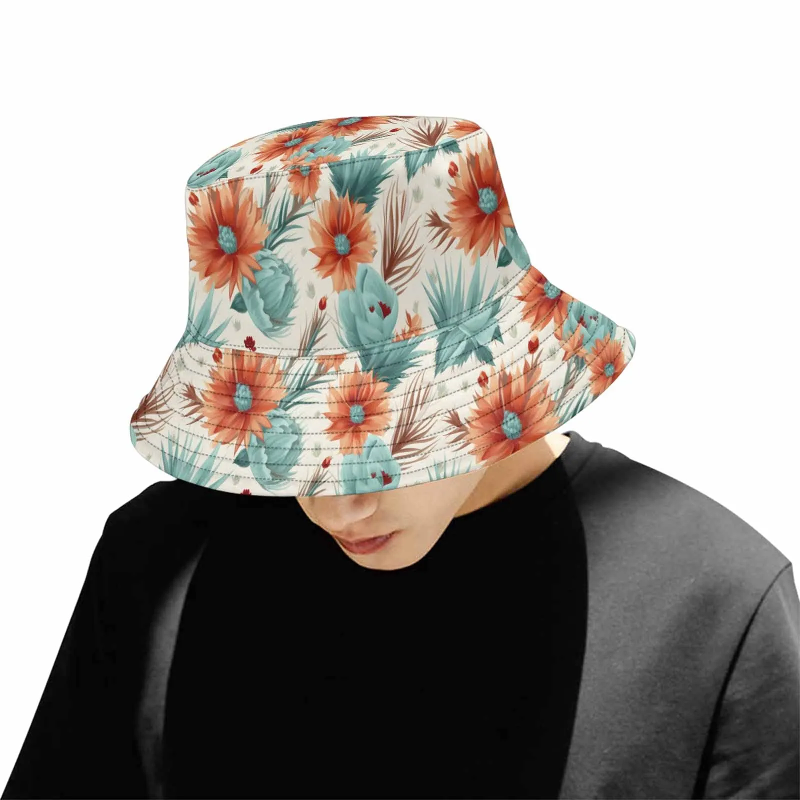 Boho Floral  Unisex Summer Single-Layer Bucket Hat