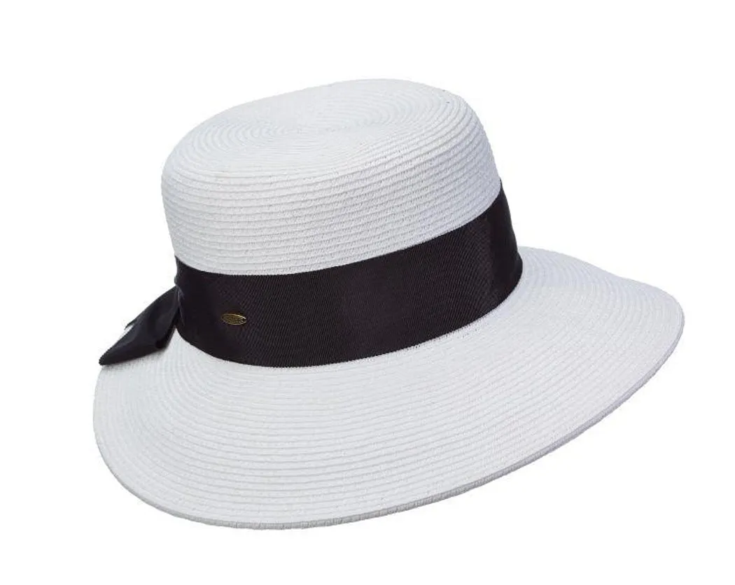 C- Scala Womens "Riviera" Paper Braid Round Crown Sunhat with 3-3/4" Dimensional" Brim, Style# LP149