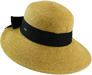 C- Scala Womens "Riviera" Paper Braid Round Crown Sunhat with 3-3/4" Dimensional" Brim, Style# LP149