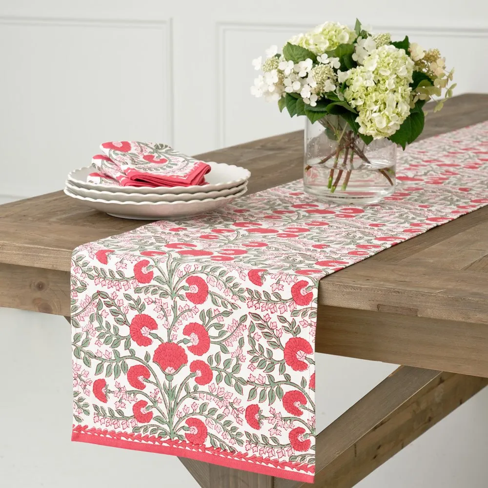 Cactus Flower Scarlet & Rose Table Runner