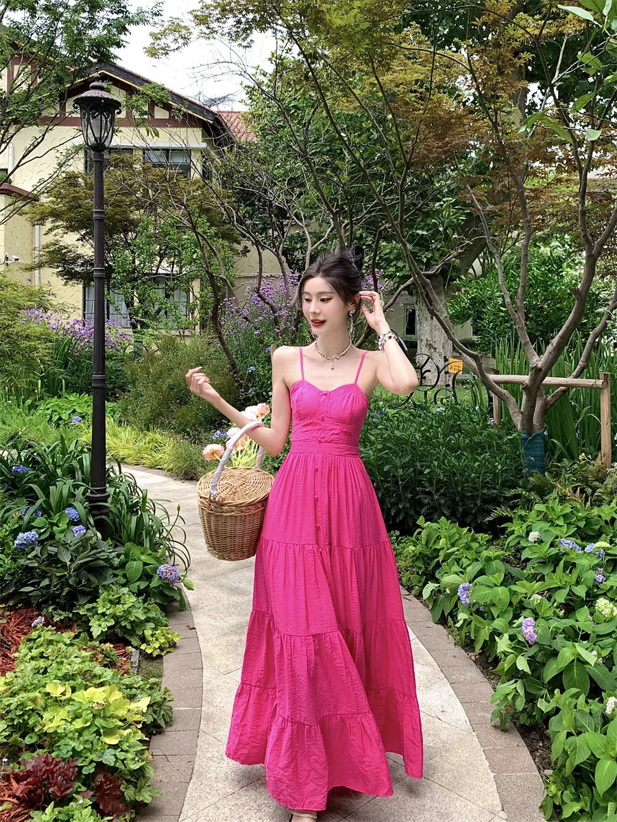 Cheerful Garden Soiree Pink Maxi Dress