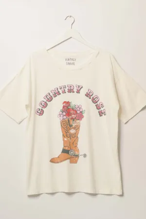 Country Rose Distressed Vintage-Print Graphic Tee