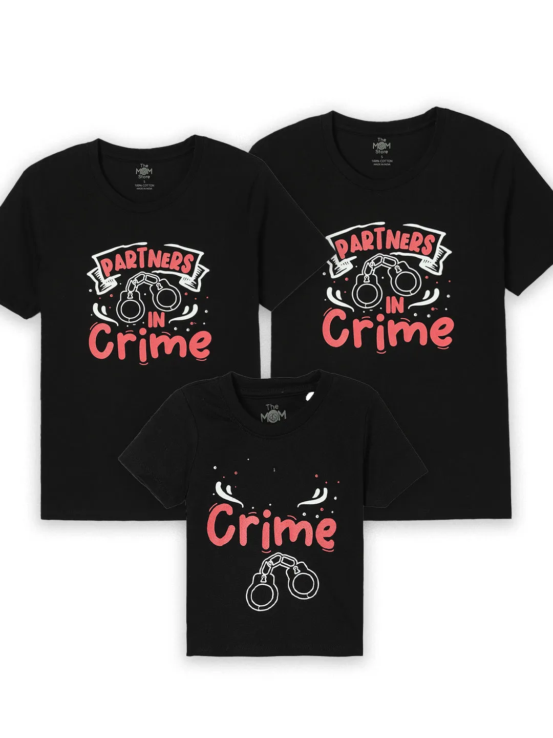 Crime Partners Matching Family T-shirt - Combo of 3