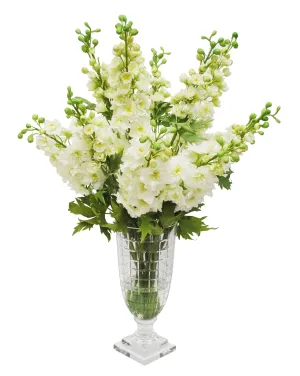 DELPHINIUM IN SQUARE CUT VASE (WHD166-WH)