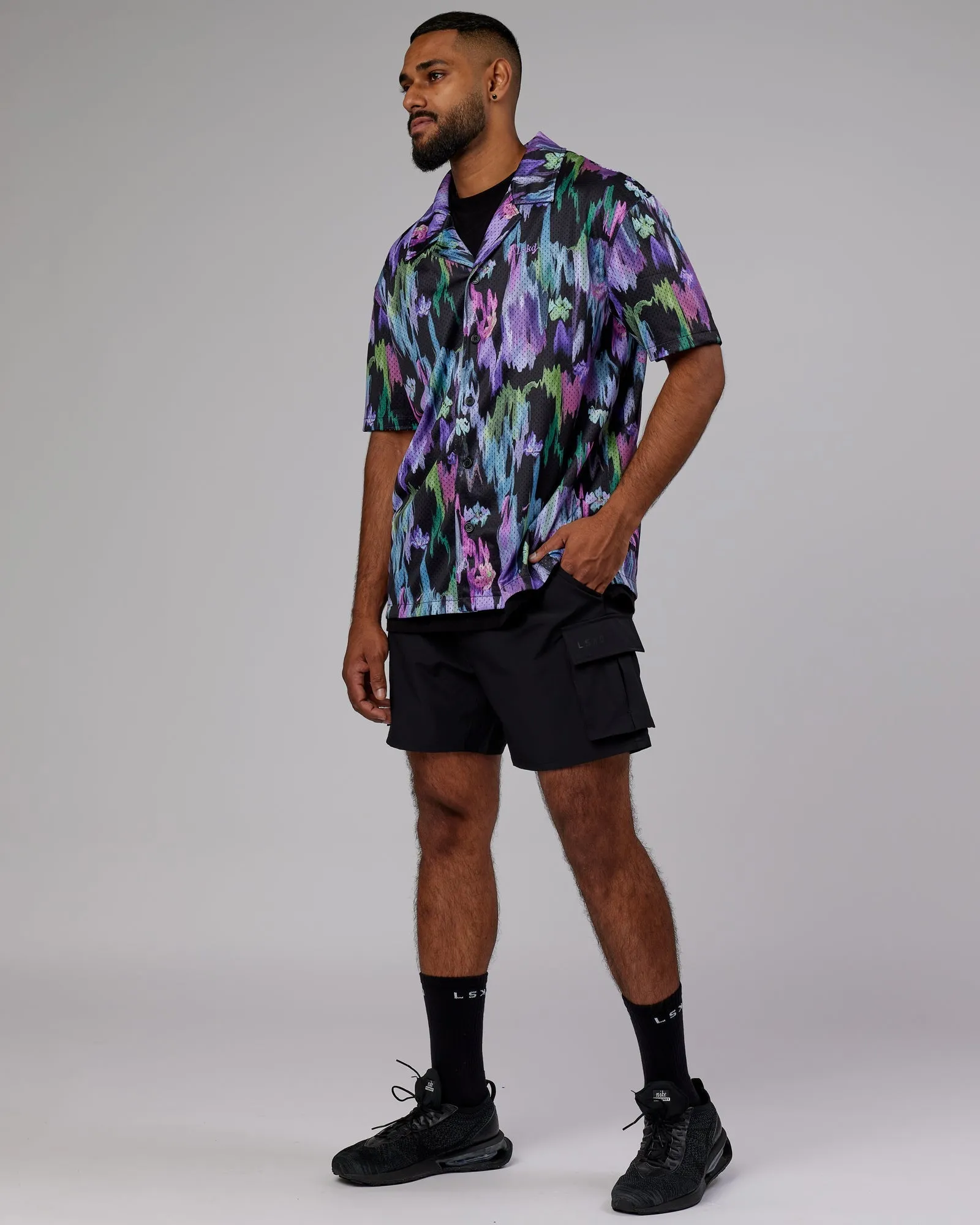 Expression Short Sleeve Mesh Shirt - Hyper Floral Black