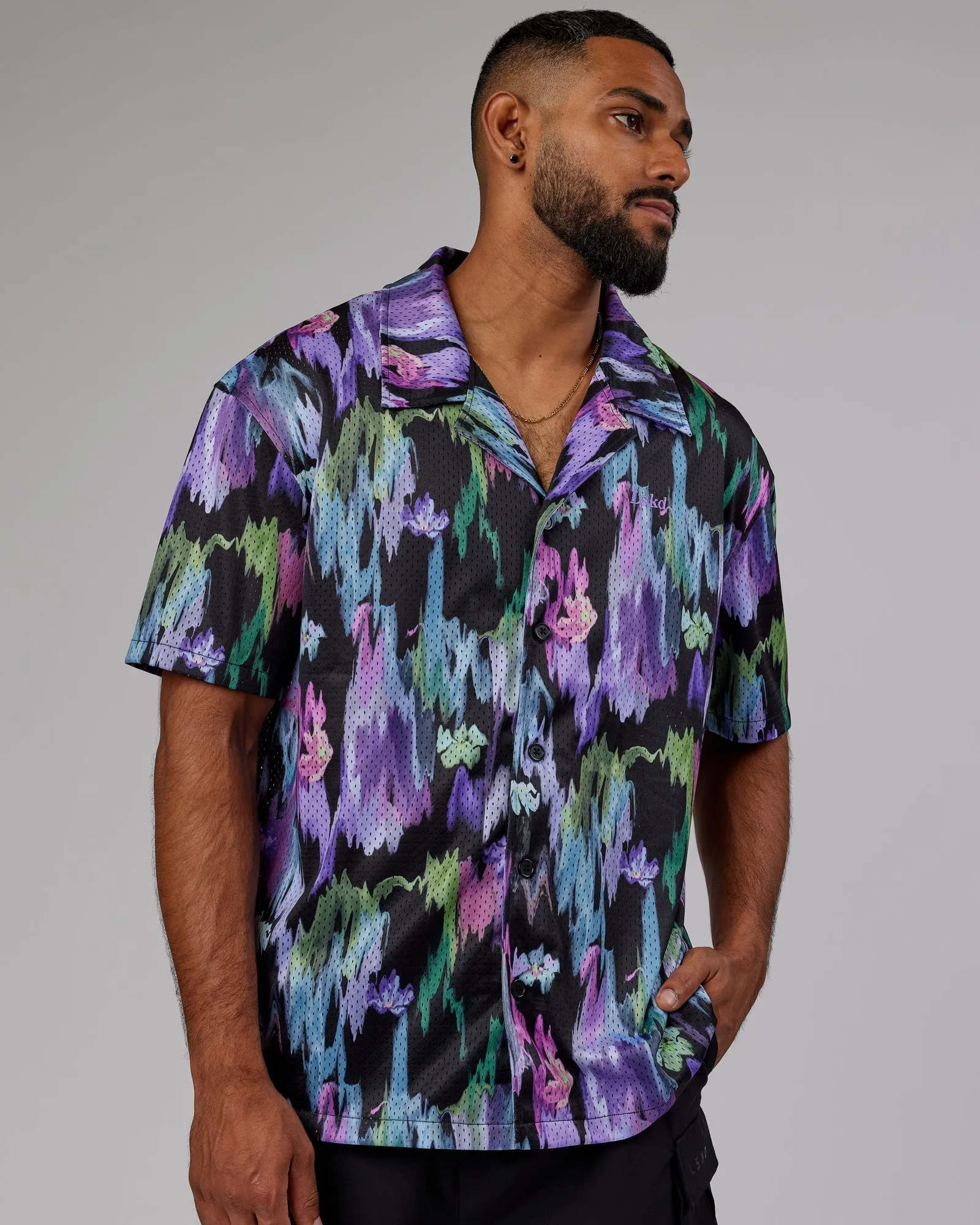 Expression Short Sleeve Mesh Shirt - Hyper Floral Black