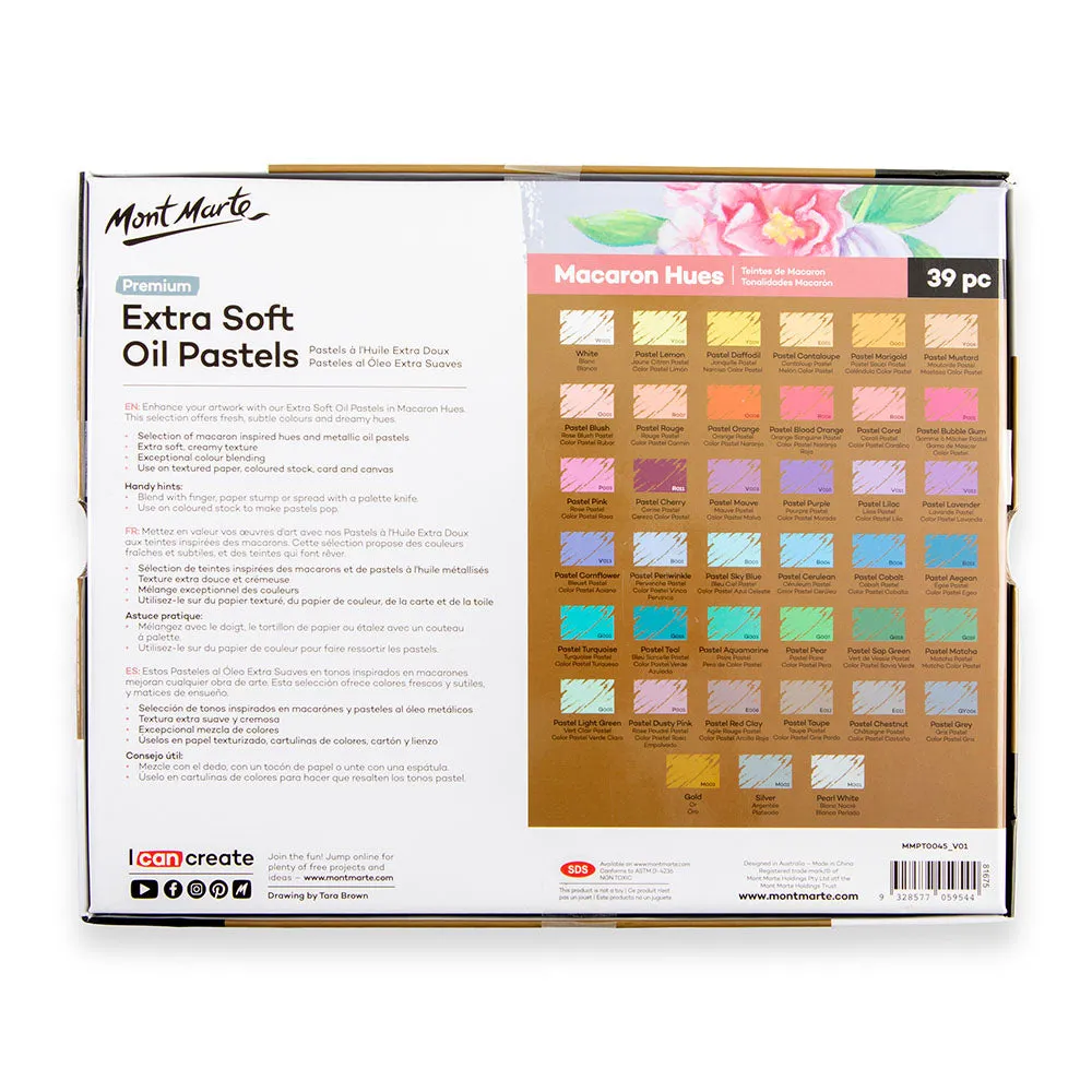 Extra Soft Oil Pastels Macaron Hues Premium 39pc