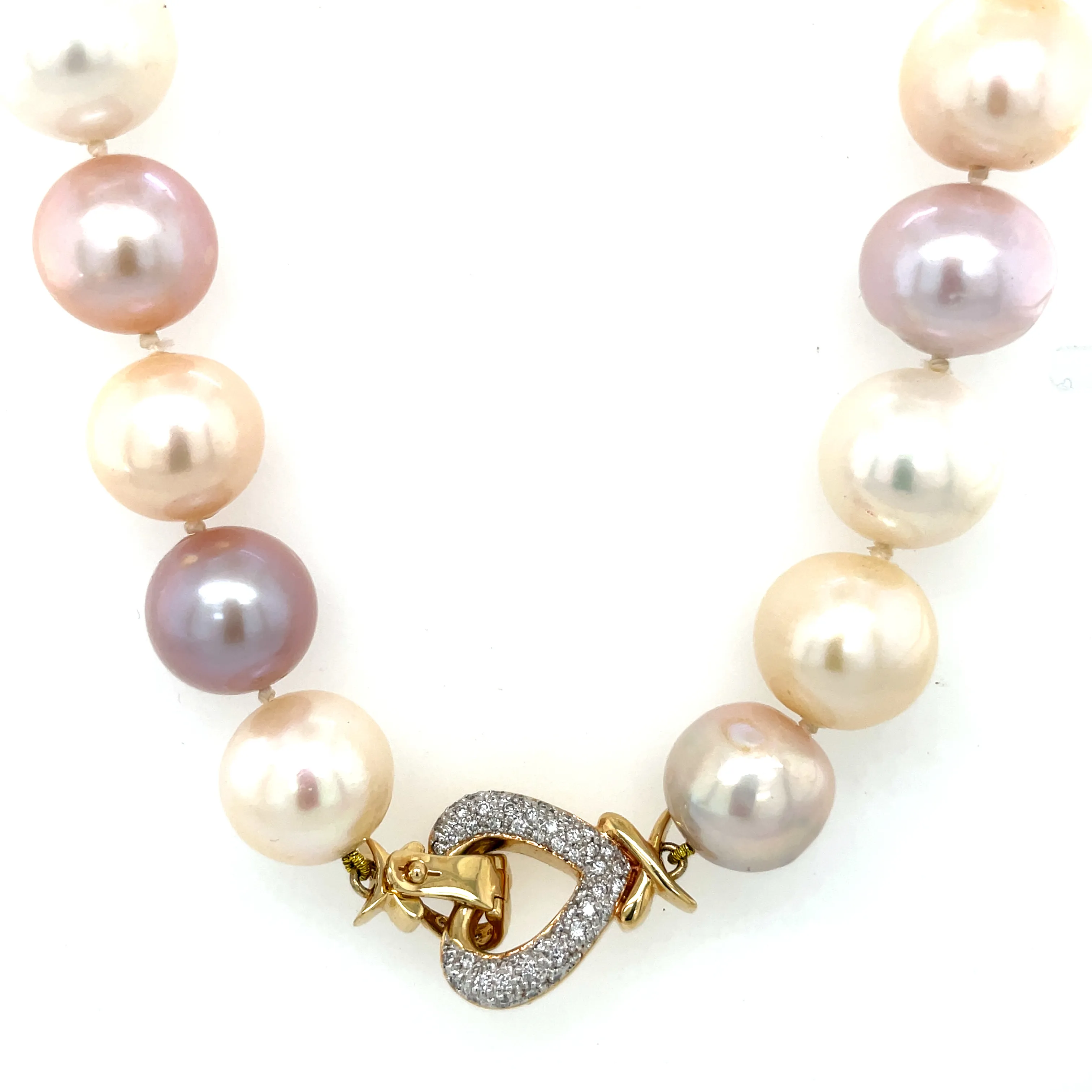 Fresh Water Pearl with Diamond Heart Clasp