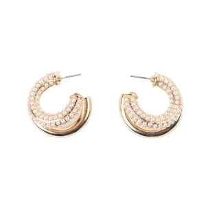 Gold and Pearl Double Hoop Earring