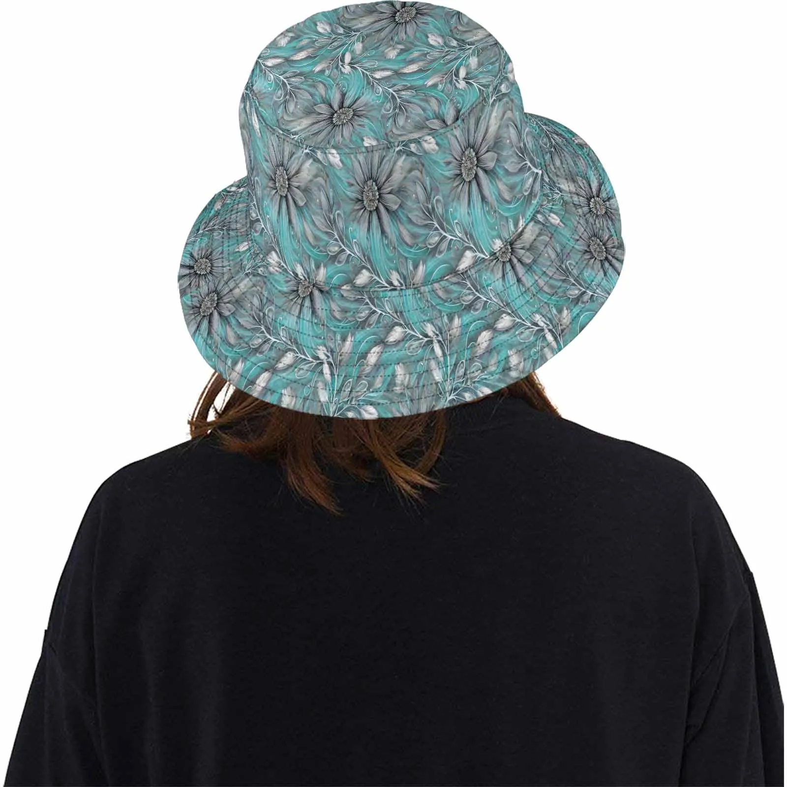 Green Elegant Floral 25  Unisex Summer Single-Layer Bucket Hat