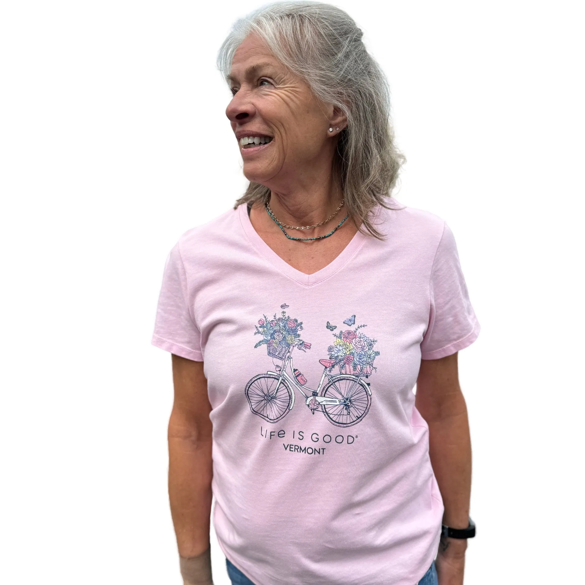 Life Is Good Women's Vermont Exclusive Bike Tee - Seashell Pink