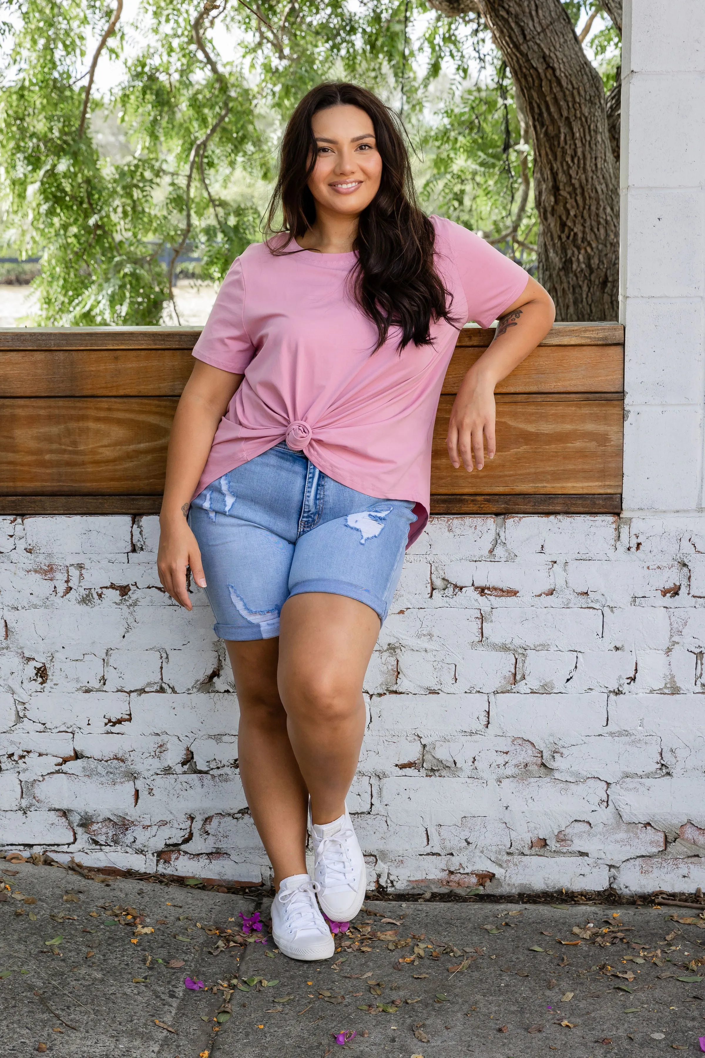 Macey Hi-Low T-Shirt in Mauve