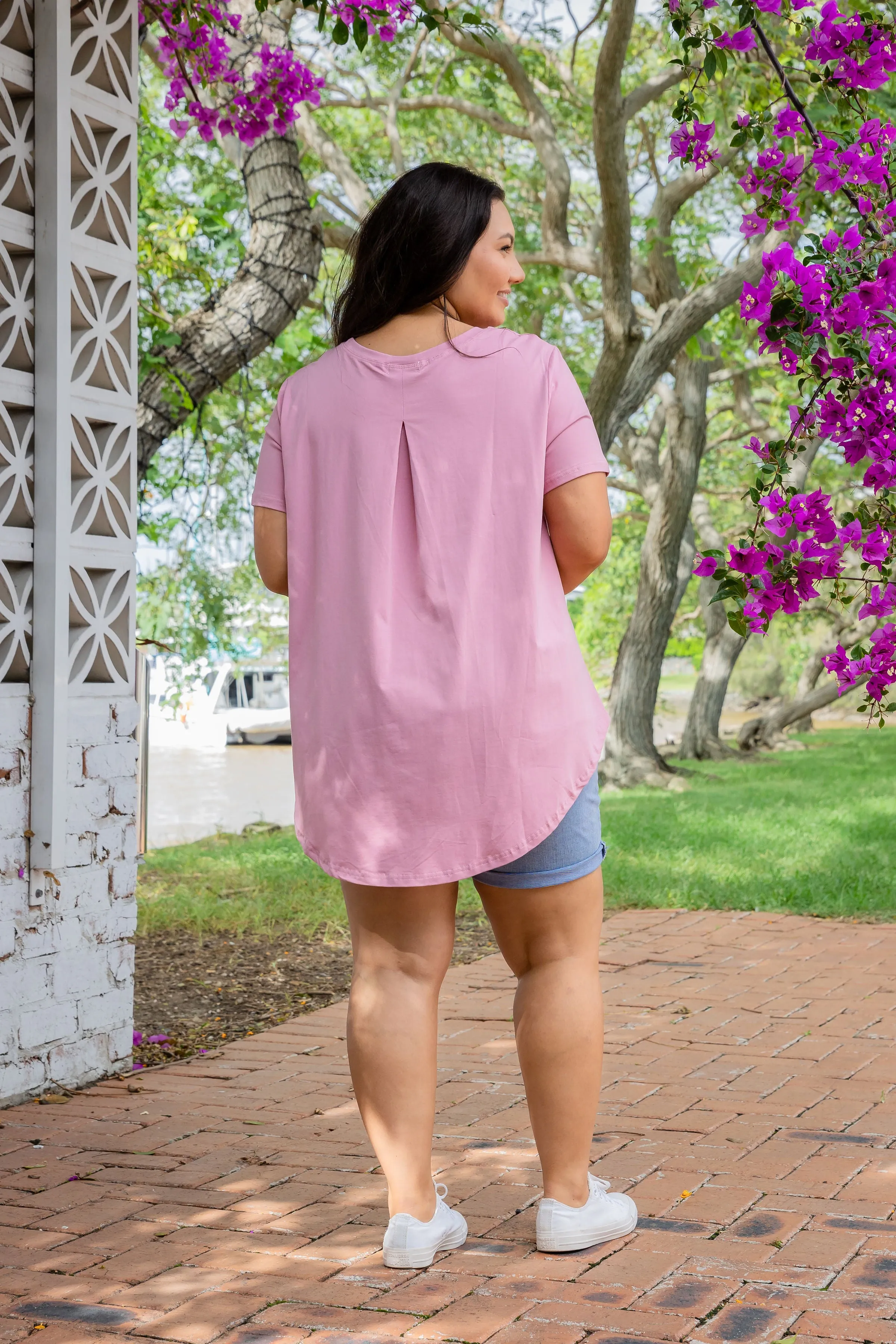 Macey Hi-Low T-Shirt in Mauve