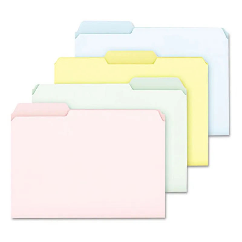 Pastel Colored File Folders, 3rd-Cut, Letter, Assorted (Blue, Green, Pink, Yellow)(box of 100)