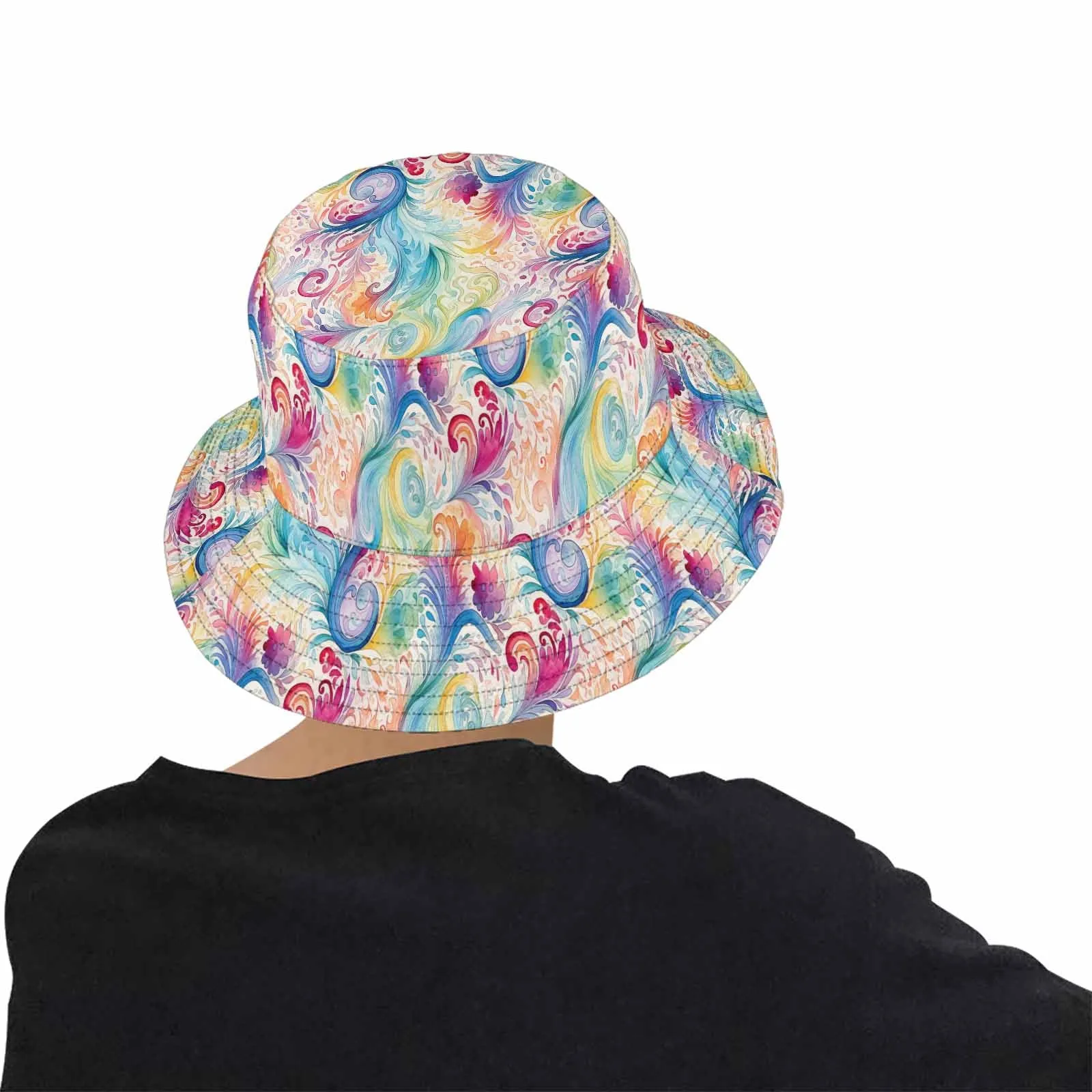 Pastel Rainbow Paisley  Unisex Summer Single-Layer Bucket Hat