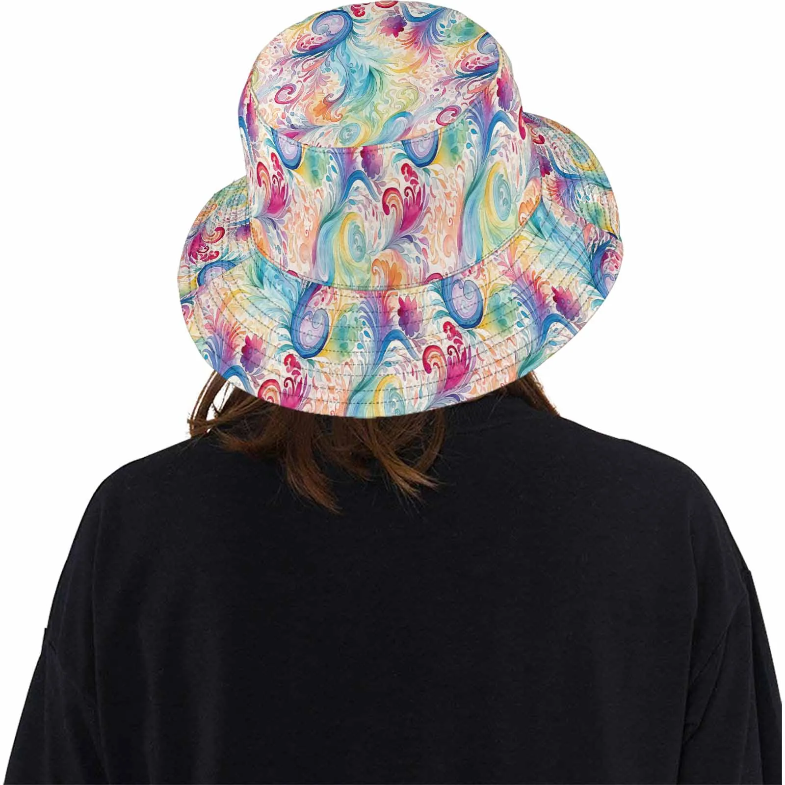 Pastel Rainbow Paisley  Unisex Summer Single-Layer Bucket Hat