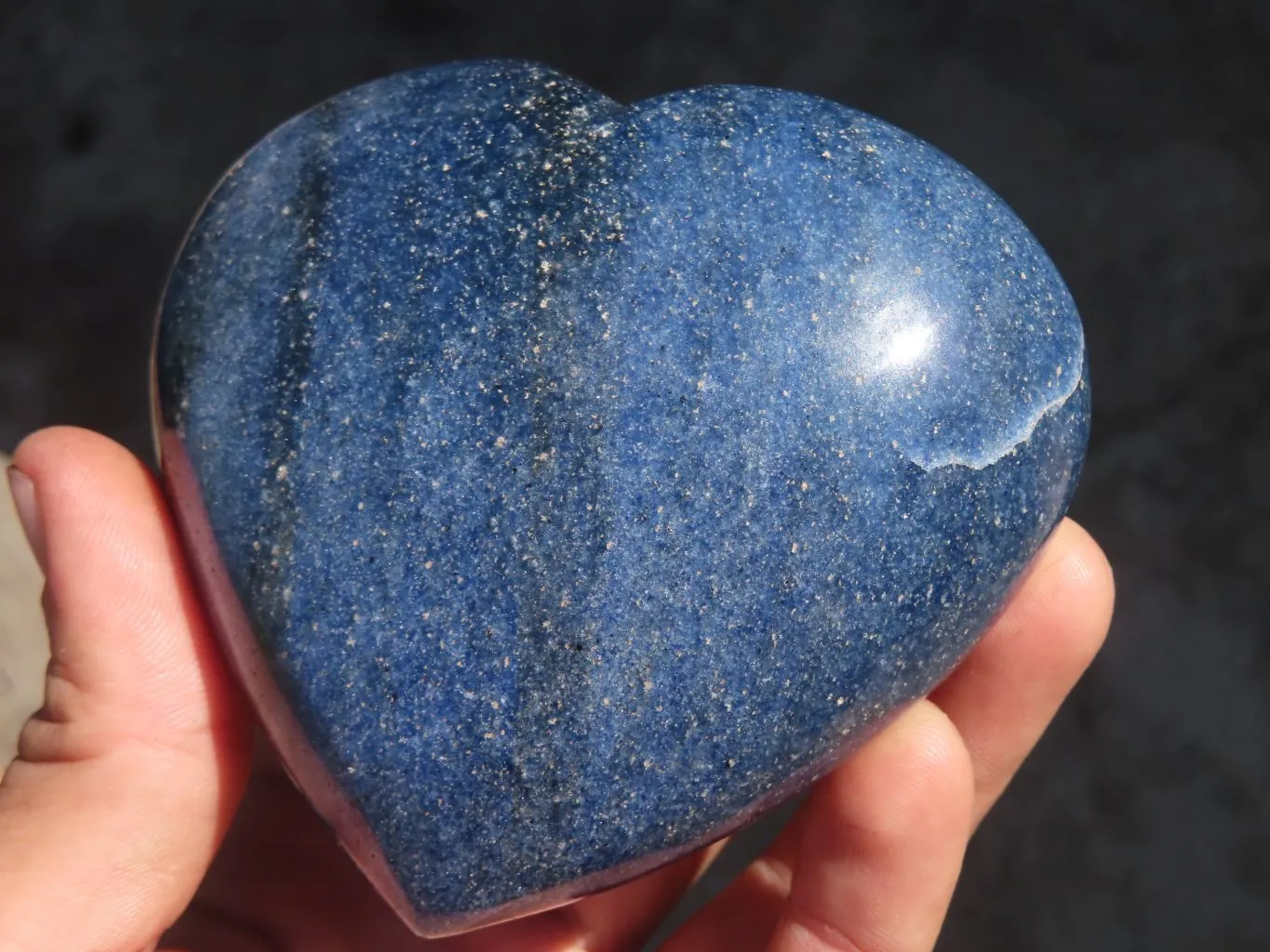 Polished Blue Lazulite Gemstone Hearts  x 4 From Madagascar