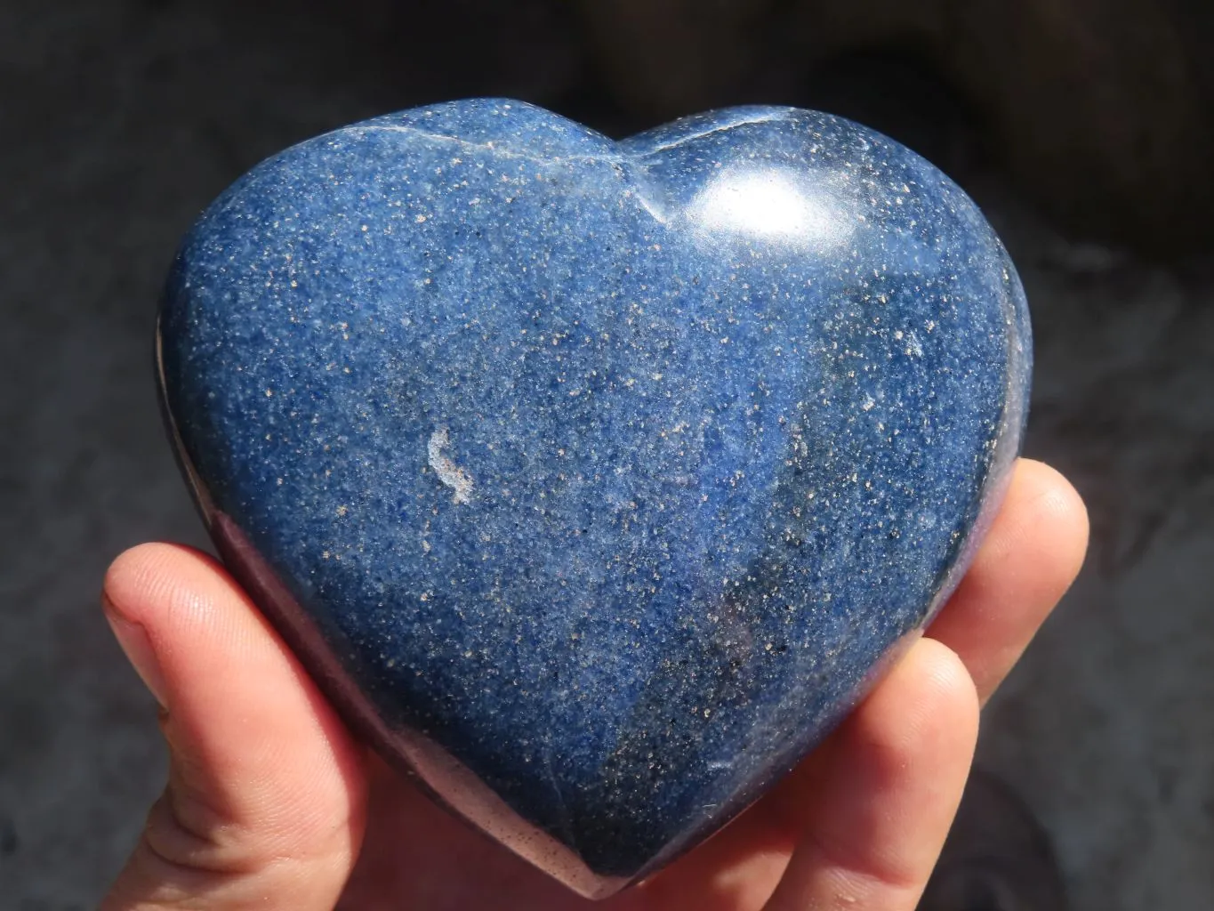 Polished Blue Lazulite Gemstone Hearts  x 4 From Madagascar