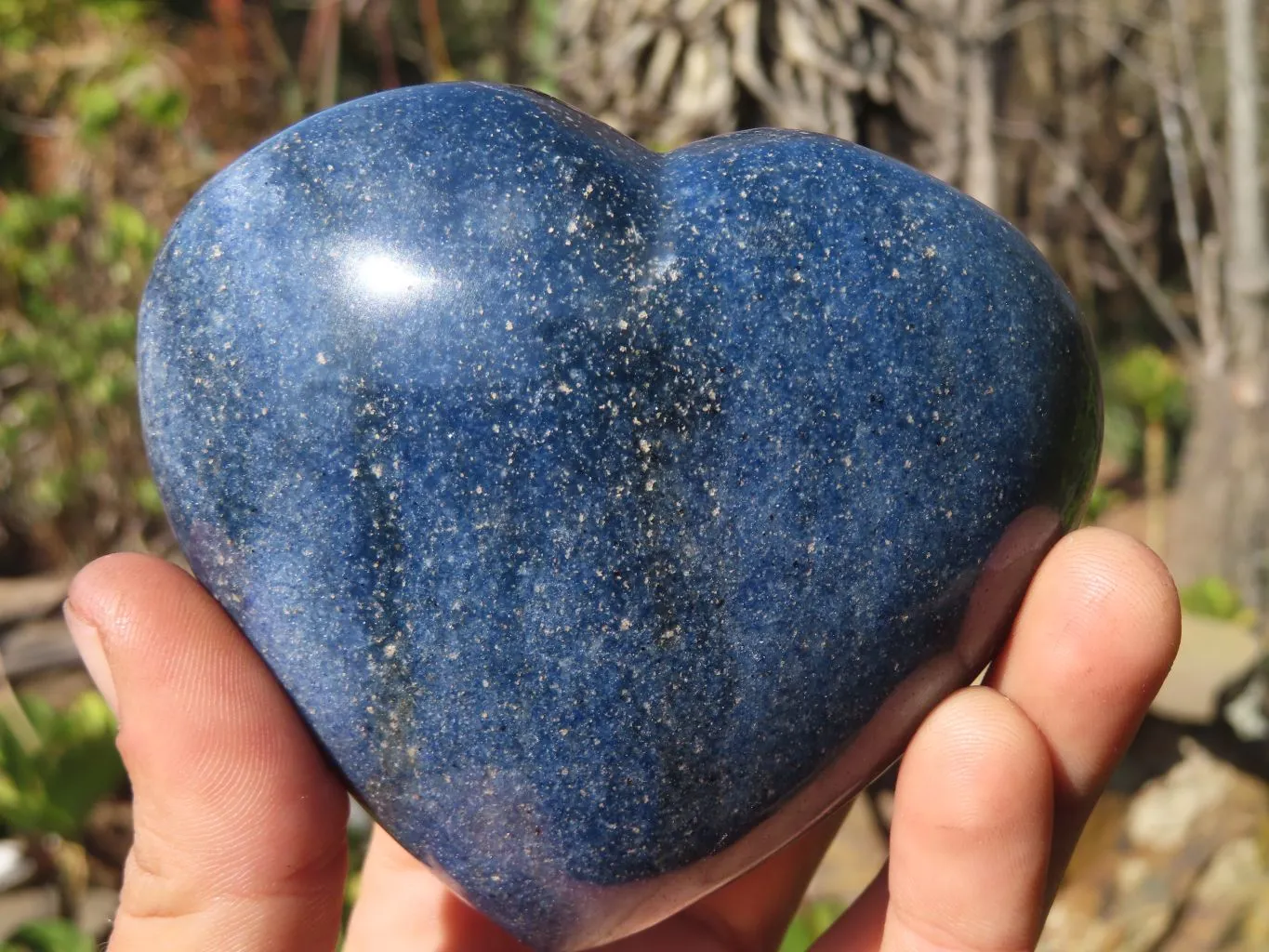 Polished Blue Lazulite Gemstone Hearts  x 4 From Madagascar