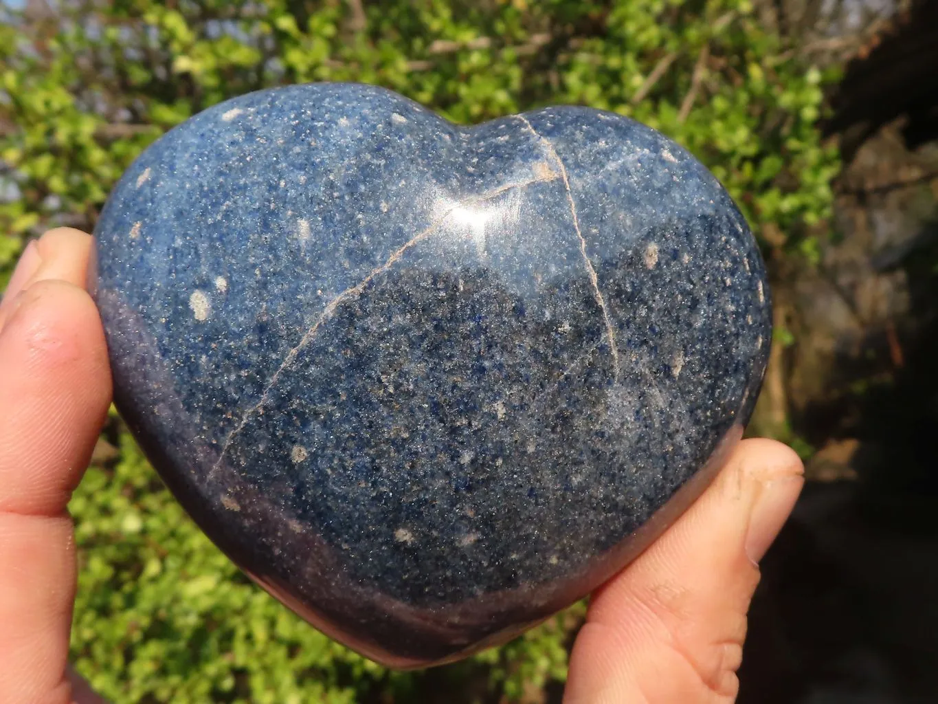 Polished Blue Lazulite Hearts  x 3 From Madagascar