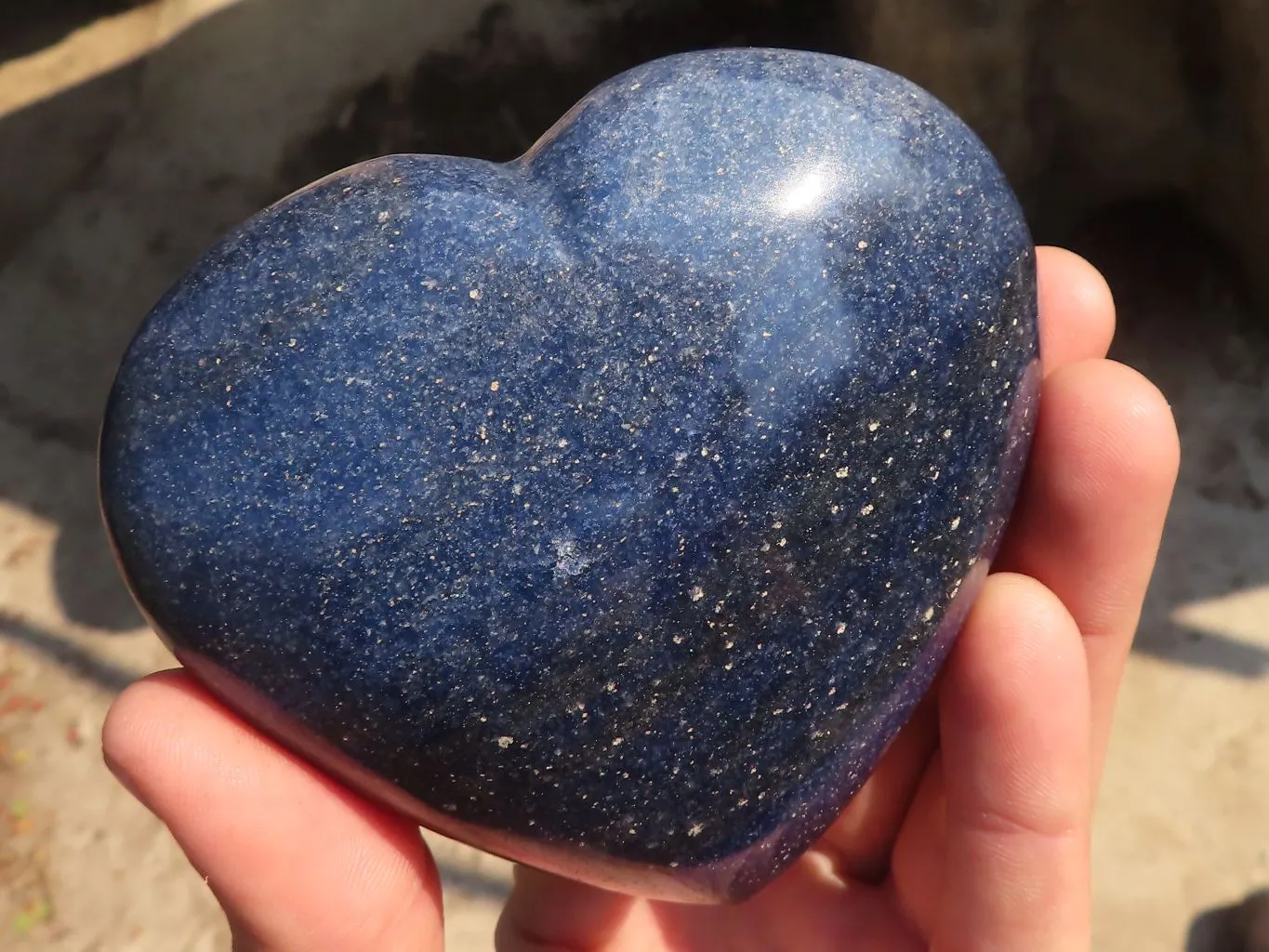 Polished Blue Lazulite Hearts  x 3 From Madagascar