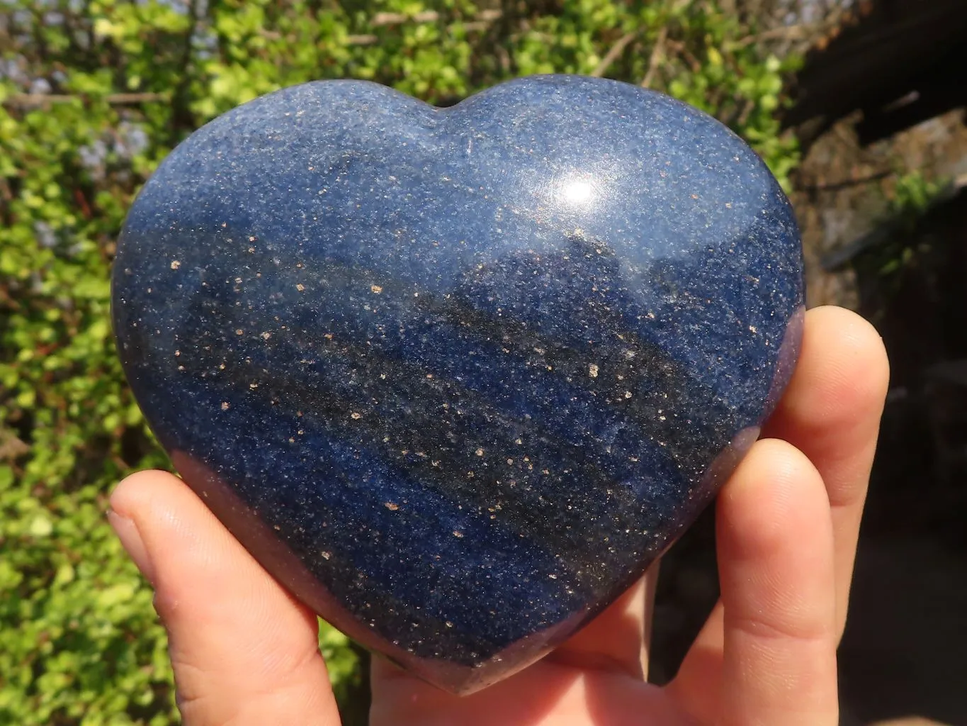 Polished Blue Lazulite Hearts  x 3 From Madagascar