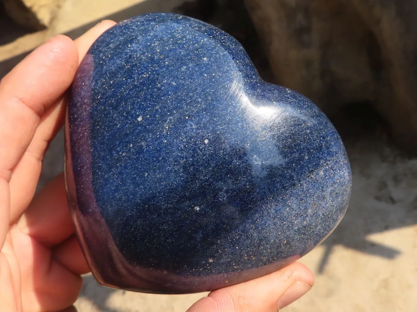 Polished Blue Lazulite Hearts  x 3 From Madagascar