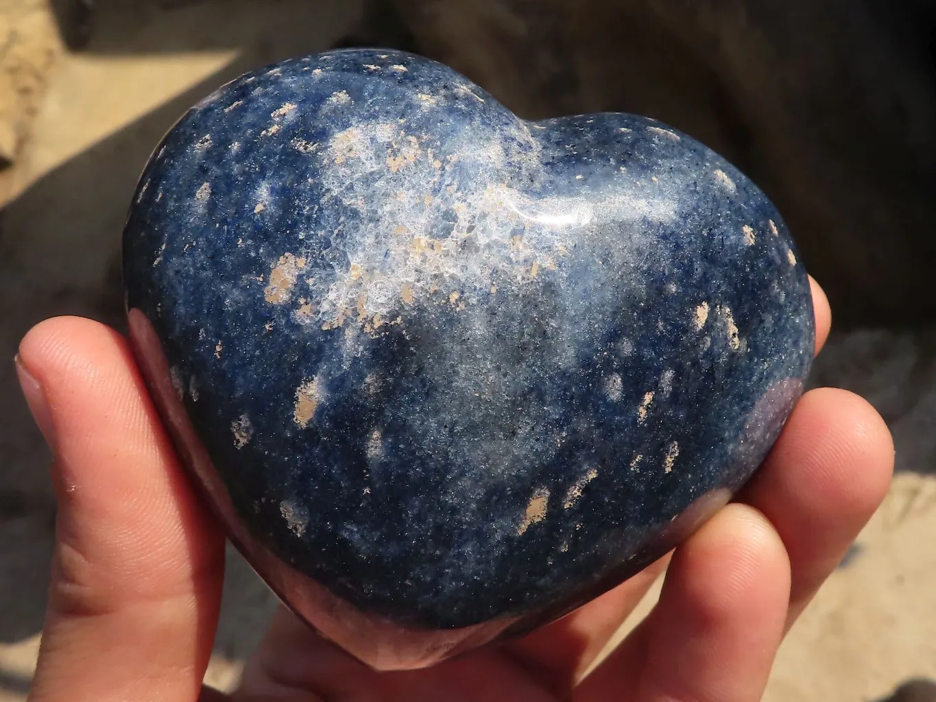 Polished Blue Lazulite Hearts  x 3 From Madagascar