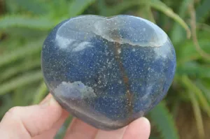 Polished Blue Lazulite Hearts  x 4 From Madagascar